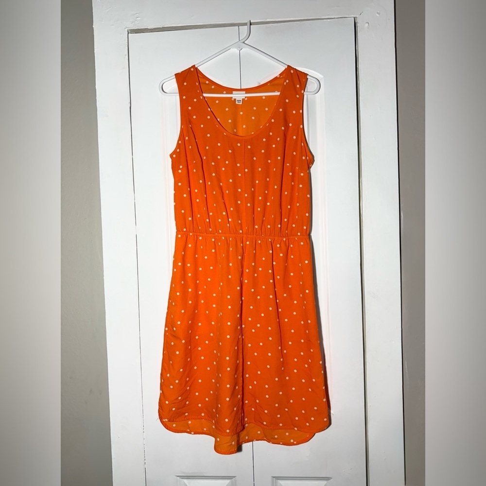 Merona Mini Dress Orange White Polka Dots Sleeveless Size M - Picture 2 of 6